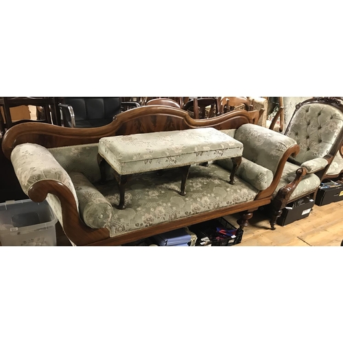 845 - VINTAGE PARLOUR SUITE INC CHAISE LOUNGE WITH MATCHING FOOT STOOL AND 3 X CHAIRS - COLLECTION ONLY OR... 