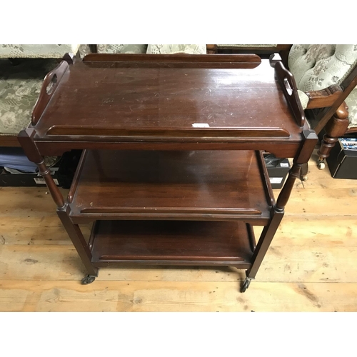 854 - 3 TIER VINTAGE TROLLEY WITH TRAY TOP - COLLECTION ONLY OR ARRANGE OWN COURIER