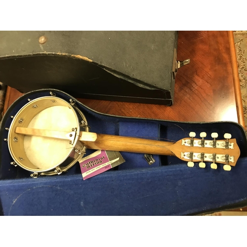 869 - CASED VINTAGE BANJO