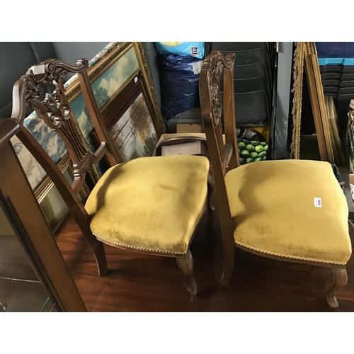 880 - PAIR OF EARLY LOW UPHOLSTERED CHAIRS - COLLECTION ONLY OR ARRANGE OWN COURIER