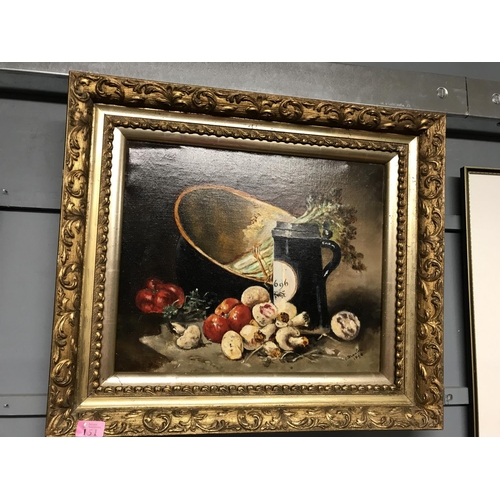 151 - ORNATE FRAMED OIL ON CANVAS SIGNED & DATED 1896 - 62CMS X 53CMS