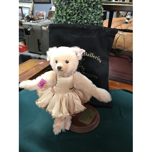 204 - LOVELY STEIFF VIENNA BALLERINA BEAR LTD ED ON A STAND AND WITH DUST JACKET