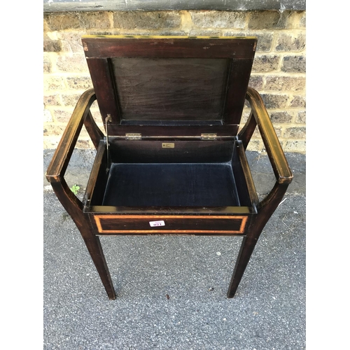 21 - BEAUTIFUL VINTAGE PIANO STOOL WITH OPENING LID FOR STORAGE & UPHOLSTERED SEAT - COLLECTION ONLY OR A... 