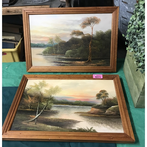 25 - PAIR OF FRAMED & SIGNED OIL ON BOARDS - 40CMS X 26CMS