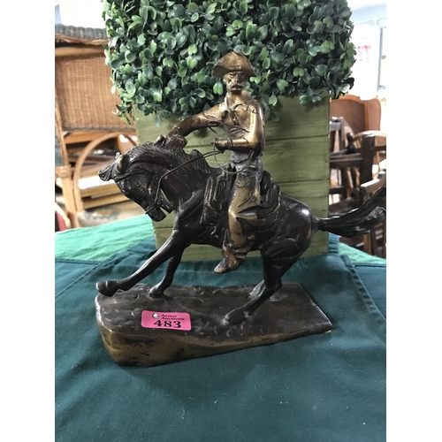 483 - LOVELY BRONZE COWBOY ON A BASE - 22CMS H