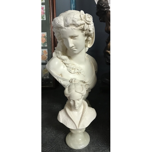 490 - 2 X VARIOUS BUSTS - 30CMS H & 15CMS H