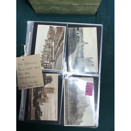 574 - 104 BLACK & WHITE POSTCARDS FROM REAL PHOTOS TOPOGRAPHICAL 1910 - 1960