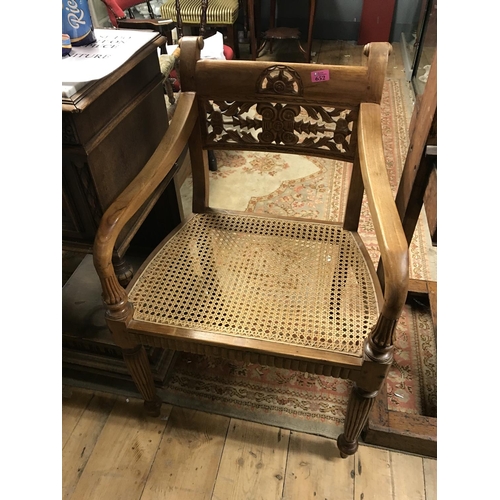 652 - LOVELY CARVED CHAIR WITH RATTAN SEAT - COLLECTION ONLY OR ARRANGE OWN COURIER