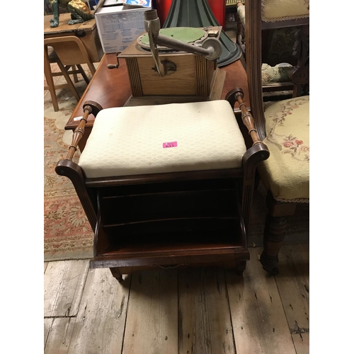 655 - VINTAGE PIANO STOOL WITH OPENING CUPBOARD TO BOTTOM - COLLECTION ONLY OR ARRANGE OWN COURIER