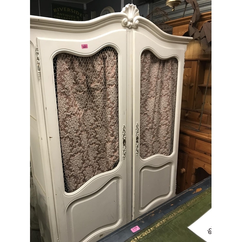 9 - BEAUTIFUL CREAM ARMOIR WITH 2 DOORS AND DECORATIVE PLINTH TO TOP - 129CMS ACROSS TOP - COLLECTION ON... 