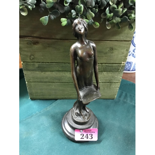 243 - MODERN BRONZE OF A WOMAN ON A MARBLE BASE