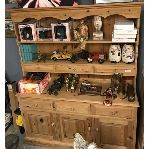 63 - LARGE PINE DRESSER WITH 6 DRAWERS & 3 CUPBOARDS - 155CMS W X 197CMS H - COLLECTION ONLY OR ARRANGE O... 