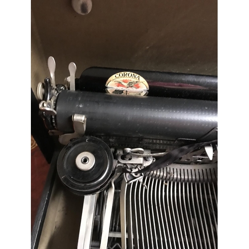 91 - VINTAGE CASED CORONA FOLDING TRAVEL TYPEWRITER