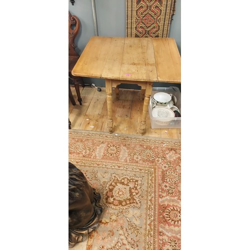 756 - VINTAGE DROP LEAF PINE KITCHEN TABLE - 84CMS X 80CMS OPEN W - COLLECTION ONLY OR ARRANGE OWN COURIER