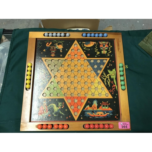 101 - VINTAGE CHINESE CHEQUERS BOARD GAME