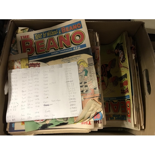 120 - LARGE BOX OF BEANO COMICS FROM THE 90s = APPROX 100 +