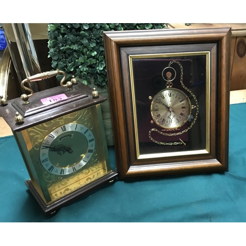 185 - MANTLE CLOCK WITH 1 X OTHER CLOCK - CLOCKS AND WATCHES ARE NOT TESTED