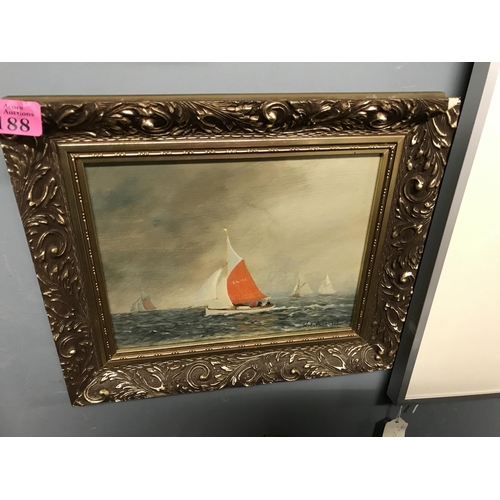 188 - FRAMED OIL ON BOARD - SIGNED W. F. BURTON - 34CMS X 28CMS