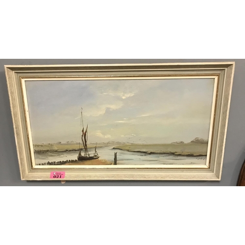 21 - FRAMED ORIGINAL OIL ON BOARD SIGNED A DAVY - 50CMS X 30CMS