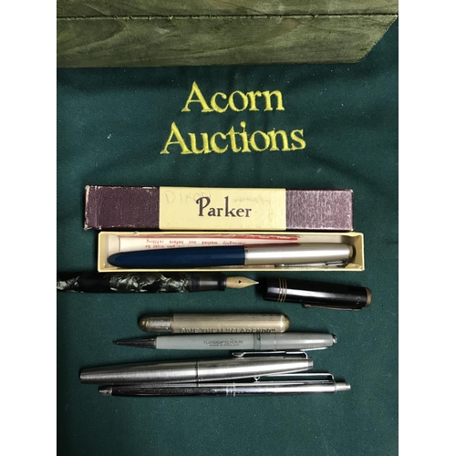 313 - QTY OF VINTAGE PENS AND INKWELL