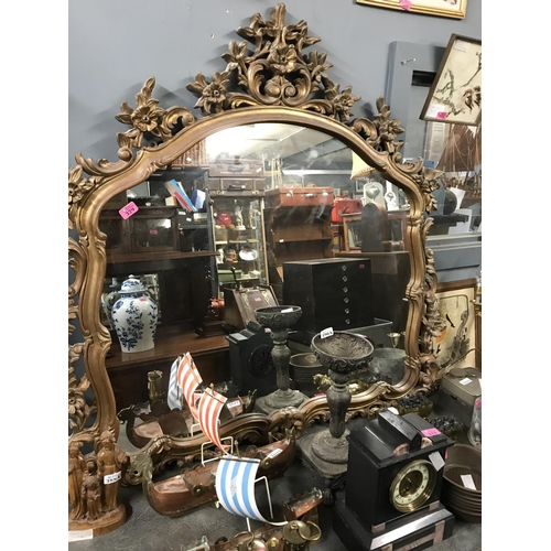 329 - EARLY LARGE DECORATIVE MIRROR - OVERALL 120CMS X 120CMS - COLLECTION ONLY OR ARRANGE OWN COURIER