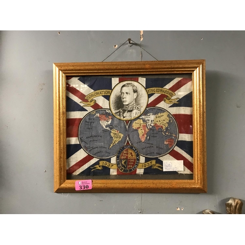 330 - LOVELY FRAMED & GLAZED 1937 KING EDWARD V111 CORONATION FLAG - 36CMS X 30CMS