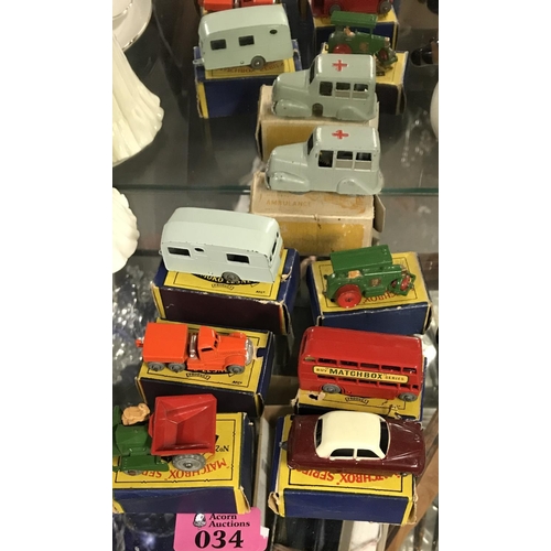 34 - 6 X BOXED MINIATURE MATCHBOX A MOKO LESNEY VEHICLES PLUS A KAY BOXED VEHICLE