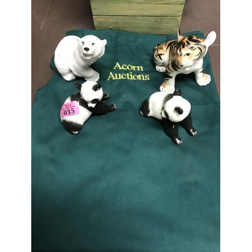 35 - 3 X COLLECTABLE USSR BEARS & 1 X TIGER