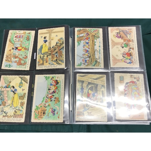 597 - SET OF 25 SUPERLUXE SNOW WHITE & THE 7 DWARFS FRENCH RARE 1938 POSTCARDS