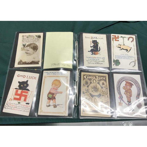 598 - 14 X POSTCARDS FEATURING SWASTIKA GOOD LUCK CARDS