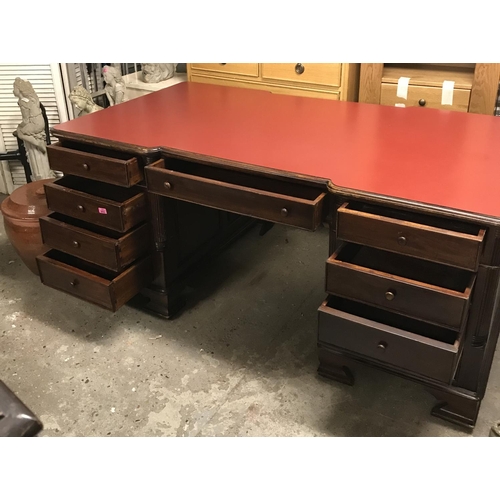 6 - LOVELY VERY LARGE PARTNERS DESK WITH 9 DRAWERS TO ONE SIDE AND CUPBOARDS & DRAWERS TO THE OTHER SIDE... 