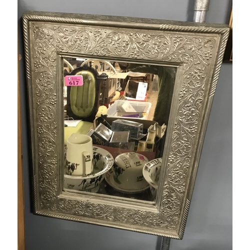 617 - DECORATIVE METAL FRAMED MIRROR - 40CMS X 50CMS