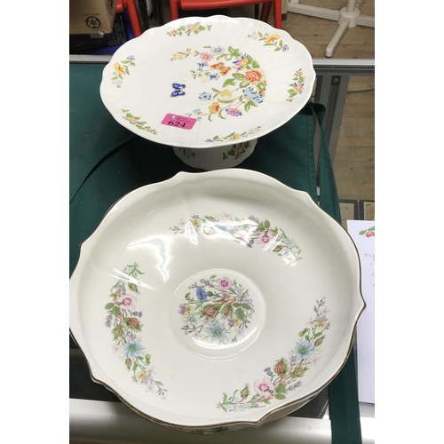 624 - AYNSLEY BOWL & CAKE STAND