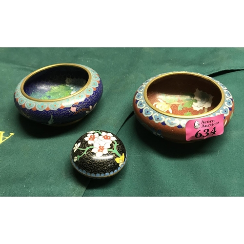 634 - 3 X CLOISONNE ITEMS