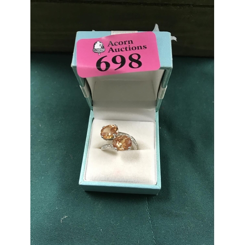 698 - LADIES 925 SILVER RING SET STONES - BOX FOR DISPLAY ONLY