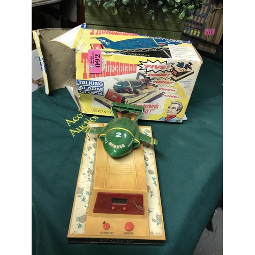 92 - BOXED VINTAGE THUNDERBIRDS TALKING ALARM CLOCK BY WESCO