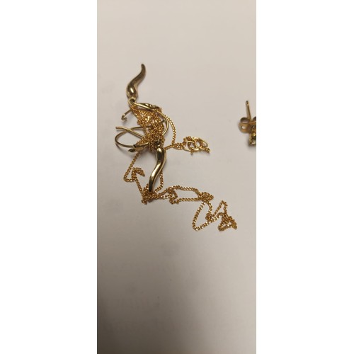 768 - FINE 9CT GOLD CHAIN (SCRAP) & UNMARKED EARINGS