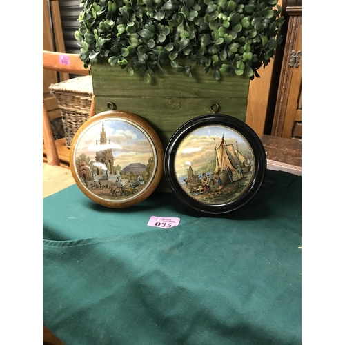 35 - 2 X VINTAGE FRAMED POT LIDS