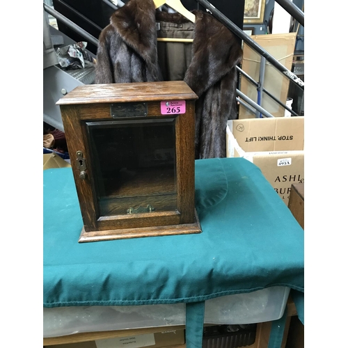 VINTAGE SMOKERS WITH GLASS DOOR AND PLAQUE WHICH READS