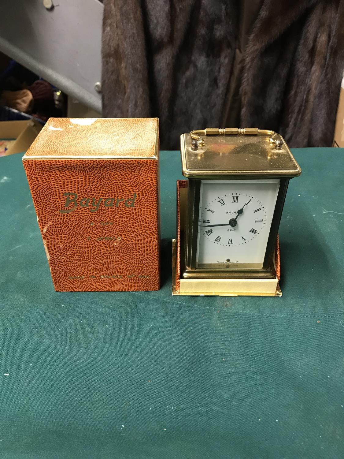 BAYARD 8 DAY FRENCH 7 JEWELES CARRIAGE CLOCK IN ORIGINAL BOX CLOCKS