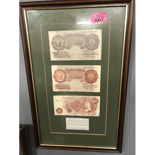 FRAMED & GLAZED BRITISH BANK NOTES