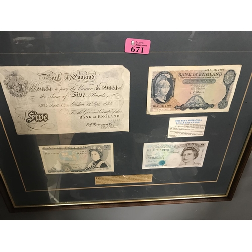 FRAMED & GLAZED BRITISH BANK NOTES