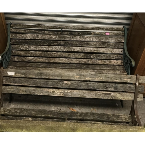 11 - VINTAGE GARDEN BENCH WITH METAL ENDS - A/F TO 1 SLAT - COLLECTION ONLY OR ARRANGE OWN COURIER