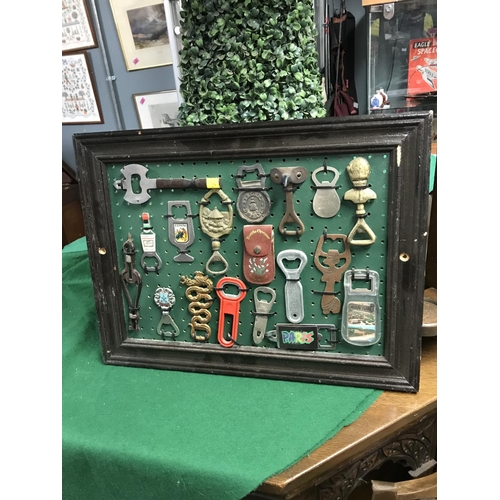 146 - 2 X DISPLAY BOARDS WITH VINTAGE BOTTLE OPENERS