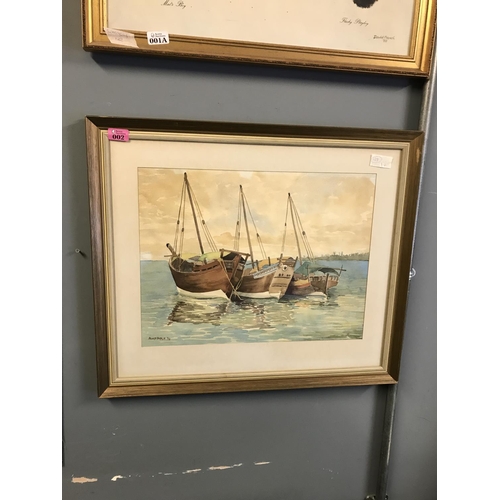 2 - FRAMED & GLAZED ORIGINAL WATERCOLOUR BY AGNES BUDGE DATED 1964 - 68CMS X 58CMS -