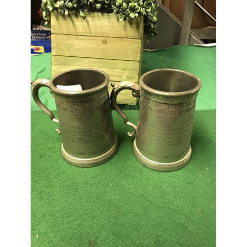 216 - 2 X PEWTER BATTLE OF BRITAIN RAF COMMEMORATIVE TANKARDS