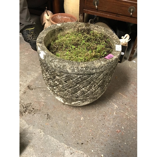 22 - GARDEN PLANTER - 39CMNS H X 40CMS DIAM - COLLECTION ONLY OR ARRANGE OWN COURIER