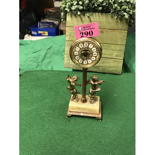 290 - SMALL VINTAGE ESTYMA CLOCK DECORATED WITH CHERUBS - 20CMS H -  CLOCKS AND WATCHES ARE NOT TESTED