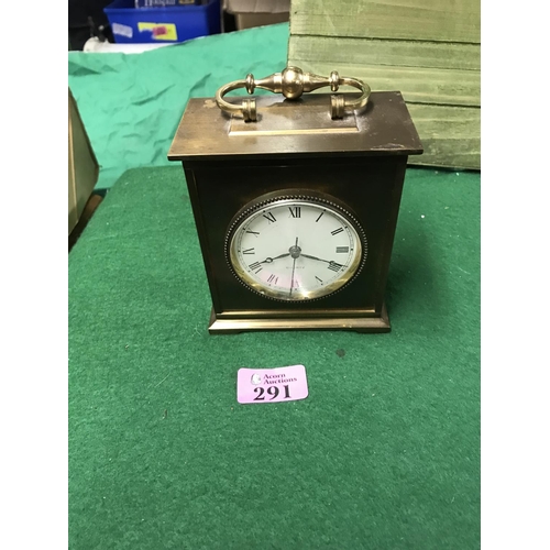 291 - BRASS QUARTZ MANTLE CLOCK - 12CMS H - CLOCKS AND WATCHES ARE NOT TESTED