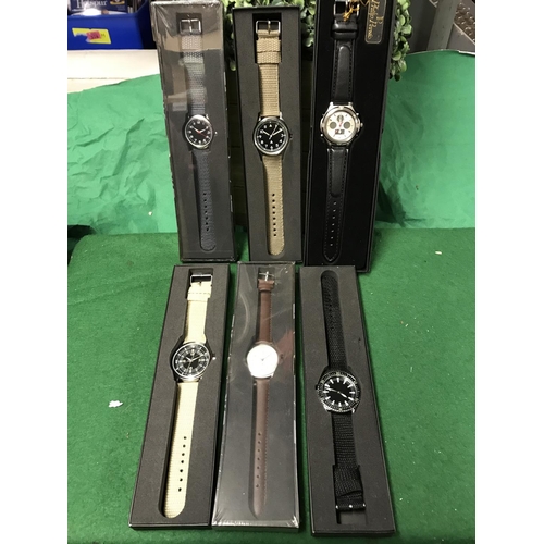 300 - 6 X BOXED GENTS WRIST WATCHES - CLOCKS AND WATCHES ARE NOT TESTED